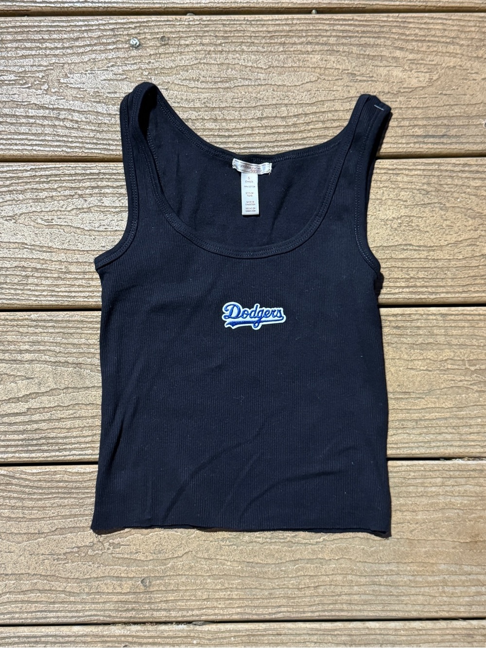 Dodgers Black Ribbed Tank Top